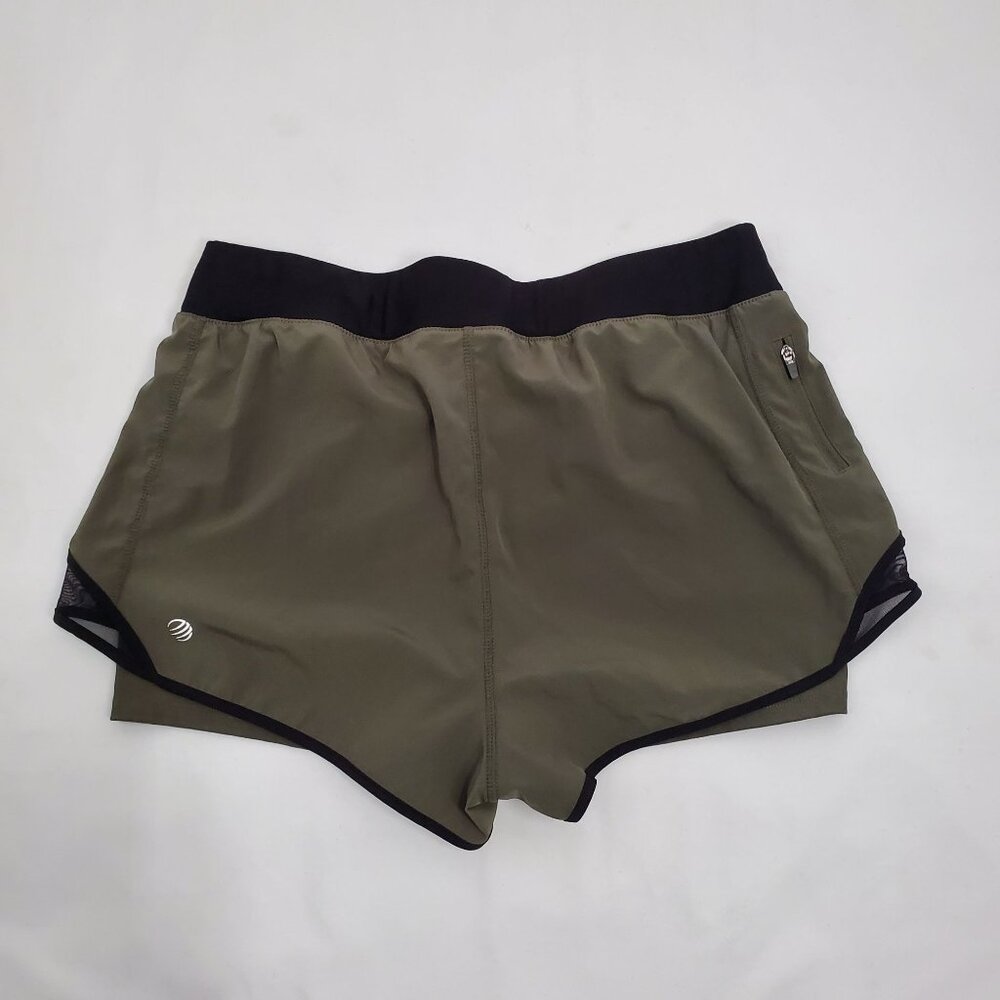 MPG Women's Olive Combo Athletic Training Running Retro Run Shorts Size Large - Picture 4 of 11